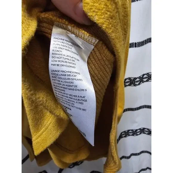 Saturday Sunday Anthropologie yellow gathered sleeve lightweight knit sweater M - Picture 10 of 10